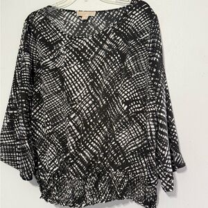 Michael Kors Black and White Abstract Blouse